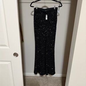Express Black Sequin Flare Pants